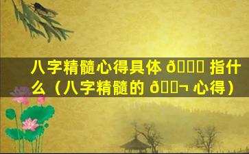 八字精髓心得具体 🐒 指什么（八字精髓的 🐬 心得）